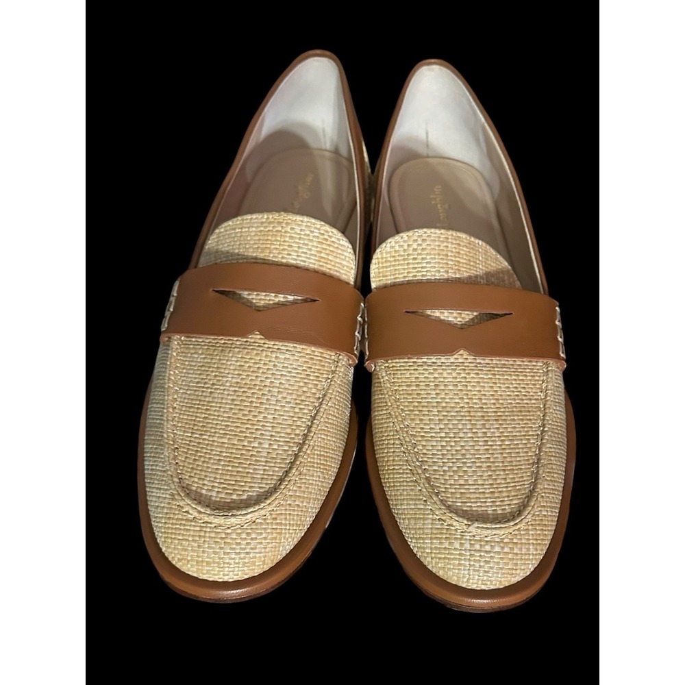 NWOB J MCLAUGHLIN CONCETTA WOVEN RAFFIA/LEATHER LOAFER WOMANS SZ. 9